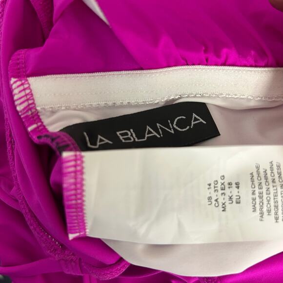 NWOT La Blanca Women's One Piece Swimsuit Single Shoulder Tummy Control Pink 14 - Picture 5 of 7